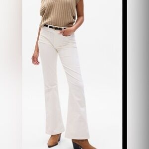 Gap High Rise Corduroy '70s Flare Pants Ivory Beige